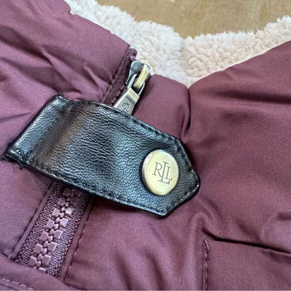 Lauren Ralph Lauren Parka Coat Size Large Burgundy Mid Length *missing hood - Picture 8 of 16